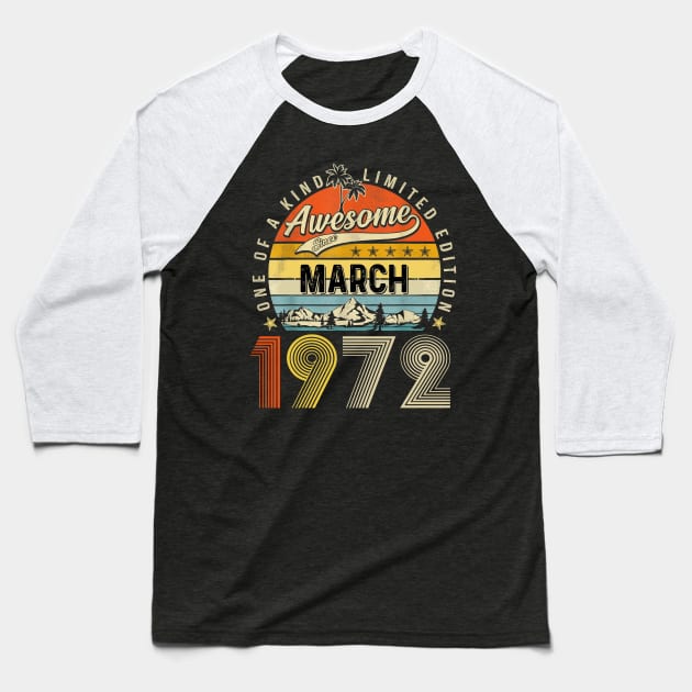 Awesome Since March 1972 Vintage 51st Birthday Baseball T-Shirt by Red and Black Floral